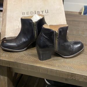 Bed Stu Yell Leather Ankle Booties Black NWT 7.5